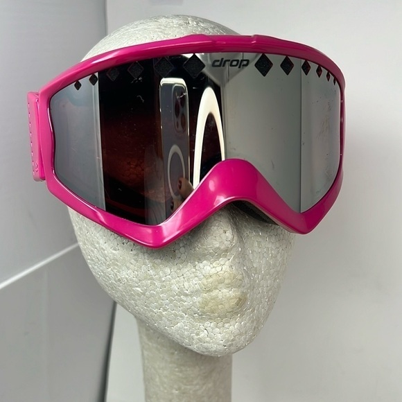 Drop Jr. Ski Goggles Fusia Pink Adjustable Strap Mirrored - Picture 2 of 10